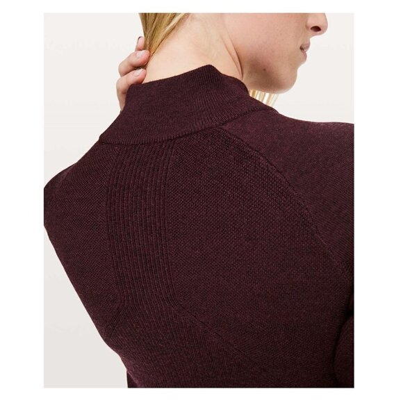 Women's Burgundy Full-Zip Sweater - Picture 3 of 10